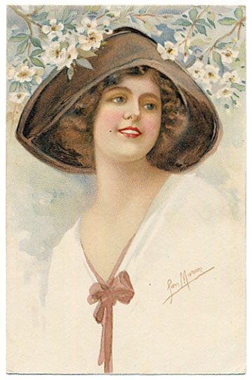 Female image on an old postcard (847 photos)
