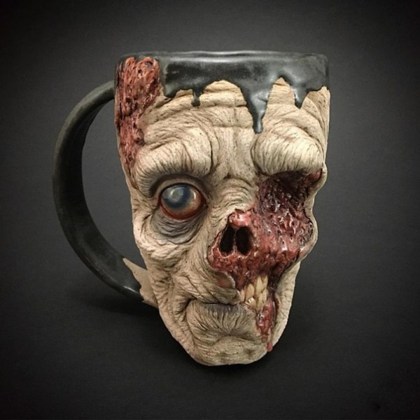 Series of mugs Zombie head (6 photos)