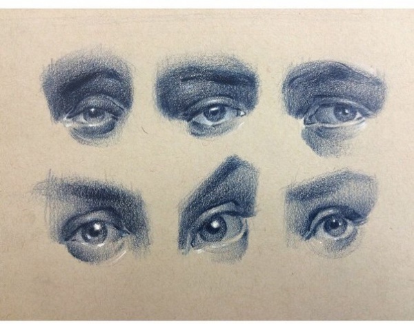 Eyes in sketches by Emilio Villalba (10 works)