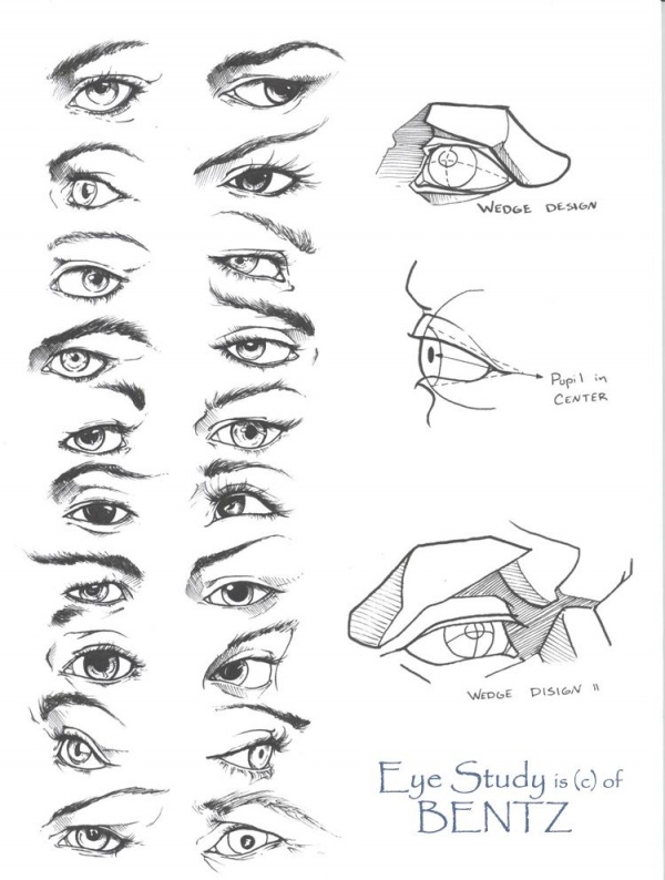 Learning to draw people. Eyes (304 works)