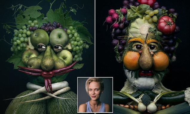 "Живые" портреты из овощей и фруктов в исполнении польской художницы (11 фото)