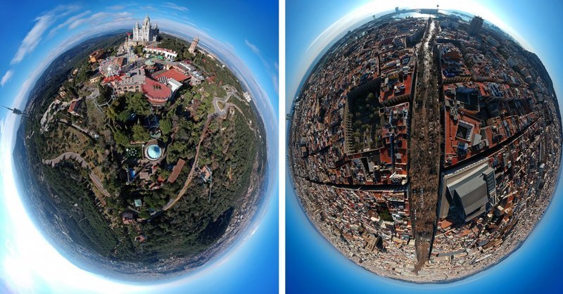 Барселона, похожая на маленькие планеты, в формате 360 градусов (10 фото)
