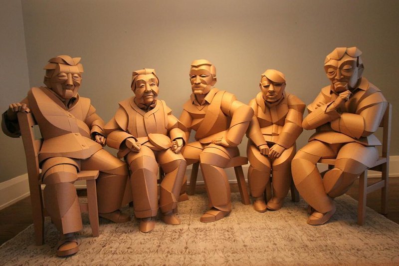 Картонные скульптуры жителей китайской деревни в натуральную величину (23 фото)