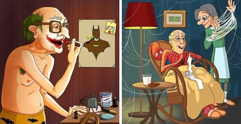 Художница изобразила супергероев, вышедших на пенсию (8 фото)
