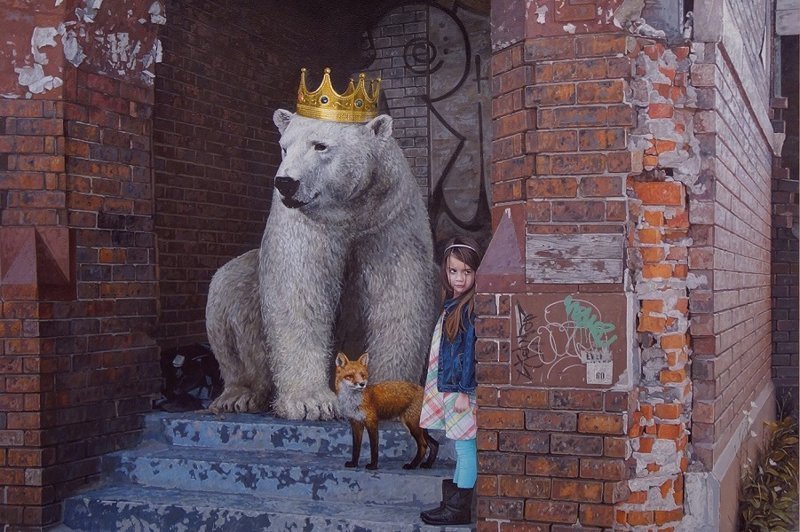 Гиперреалистичные картины Кевина Петерсона: дети и животные в городской среде (17 фото)