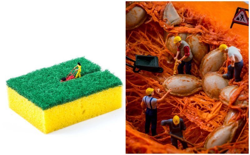 Новые миниатюрные миры из подручных предметов от Питера Ксаквари (22 фото)