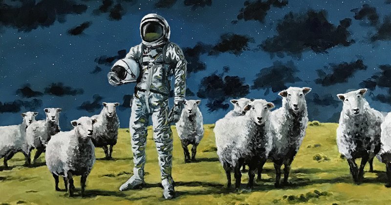 Астронавты на меланхоличных картинах Томаса Крана (8 фото)