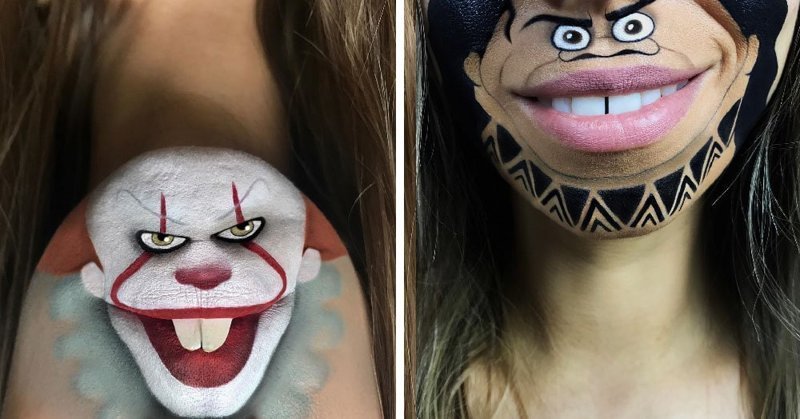 Девушка с помощью макияжа превращает свои губы в мультяшных героев (36 фото)