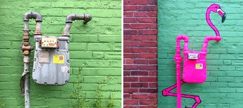 Уличный художник придумывает интересную историю даже самым скучным вещам (41 фото)