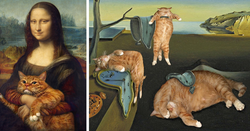 30 известных картин, где главной фигурой удачно вписался рыжий толстый кот (30 фото)