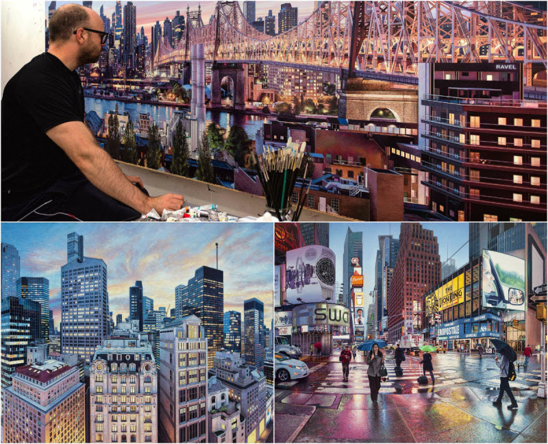 Британский художник пишет невероятные реалистичные трехметровые картины с улицами Нью-Йорка (18 фото)