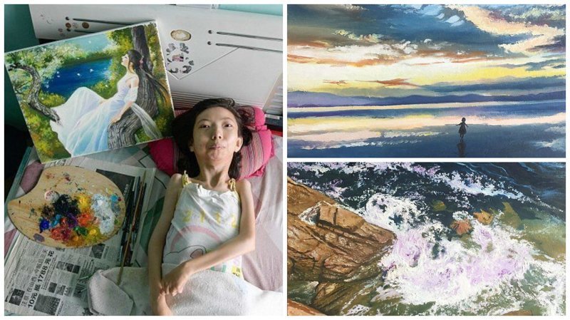 Парализованная китаянка нашла свое призвание в живописи (15 фото)