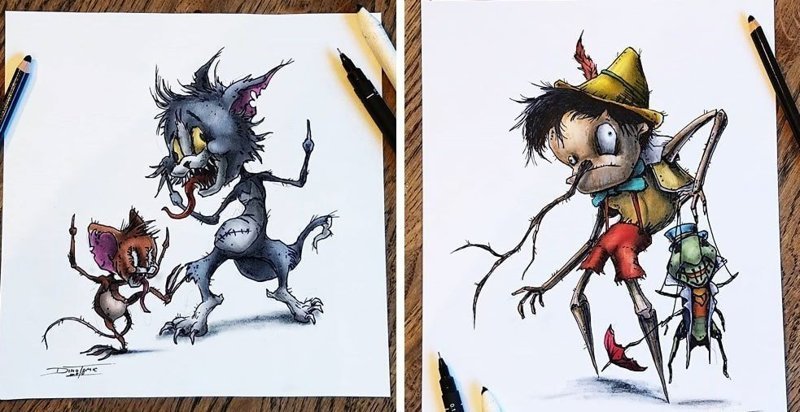 Художник изобразил любимых мультяшек в образе злобных монстров (21 фото)