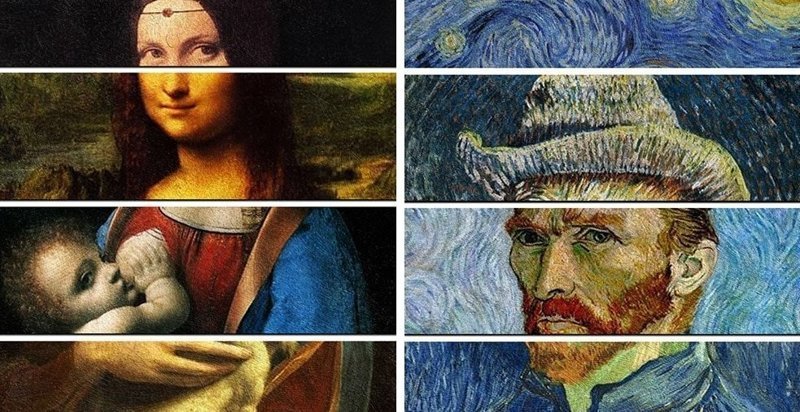 Дизайнер наглядно показал уникальность стилей легендарных художников, объединив 4 их картины в одну (15 фото)