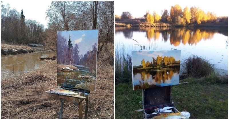"Я художник, я так вижу": российский живописец показывает картины и виды, с которых они написаны (14 фото)