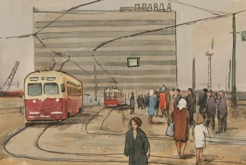 Советские трамваи в живописи (32 фото)
