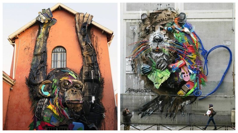 Художник создает огромные фигуры животных из мусора (31 фото)