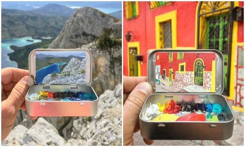 Художник рисует мини-копии пейзажей в коробочках из-под леденцов (31 фото)