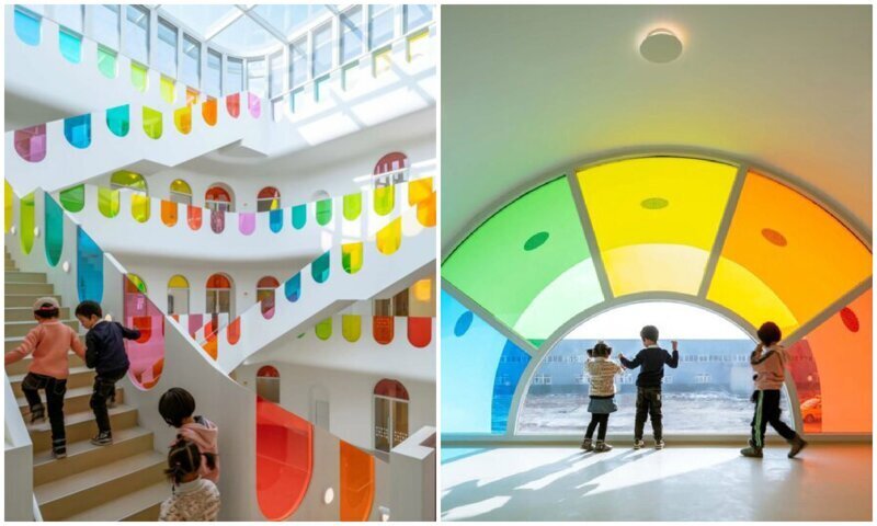 Архитекторы превратили китайский детский сад в радужную сказку (12 фото)