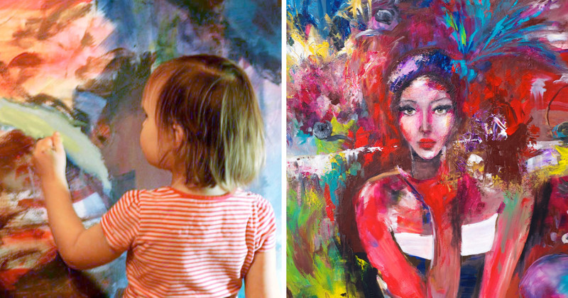 Мама дописывает картины своих дочерей, превращая их в настоящие шедевры (17 фото)