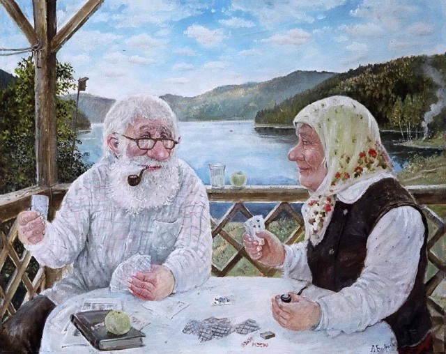 Деревенские старички в душевных картинах уральского художника Леонида Баранова (38 фото)
