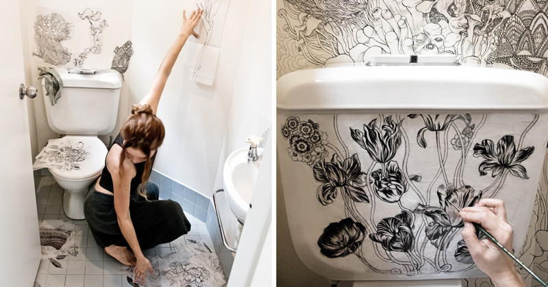 Дизайнер и модельер превратила свой скучный туалет в по-настоящему магическое место (10 фото)