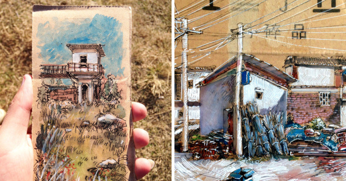 Художник из Китая создает свои картины на самом обычном мусоре, который находит на улицах (20 фото)
