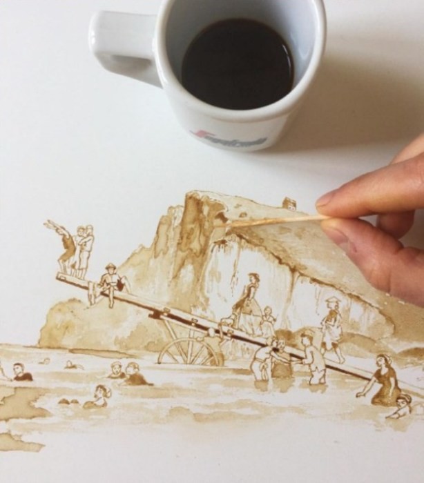 Красивые рисунки из кофейных пятен (11 фото)