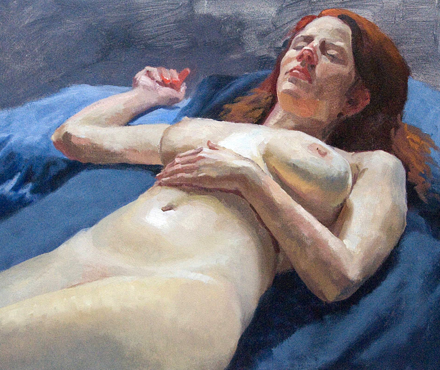 Seated nude painting by rick perez