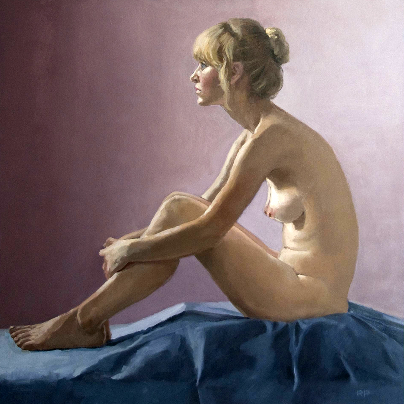 Leaning standing nude painting by rick perez