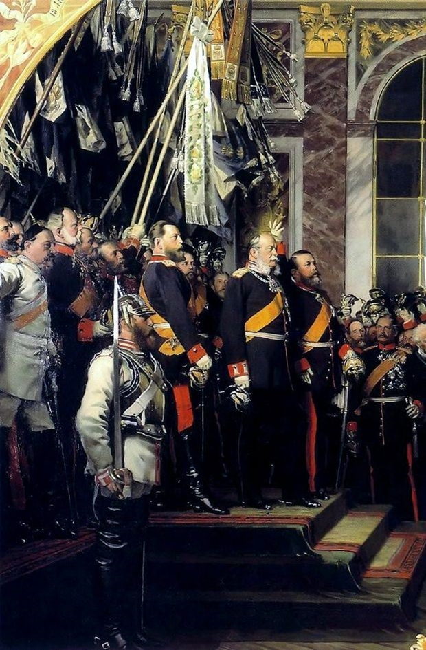 Бисмарк провозглашение германской империи. Объединение Германии 1871 картина. Провозглашение германской империи 1871.