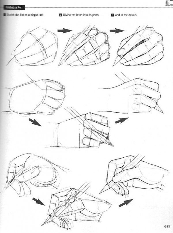 Учимся рисовать людей. Кисти рук (6 работ)