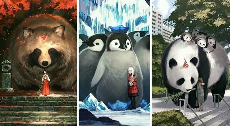 An artist from Japan created a magical world filled with warmth, kindness and huge animals (40 photos)