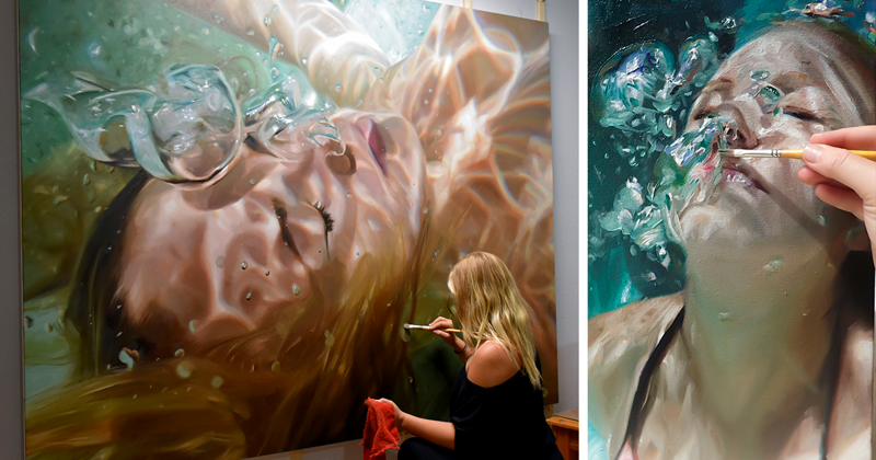 The artist creates realistic "underwater" drawings related to her memories of water (9 photos)