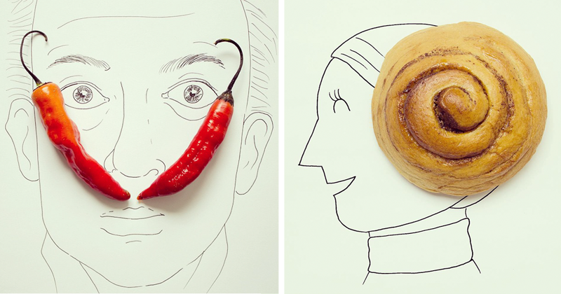 The artist turns any object into part of the illustration (45 photos)