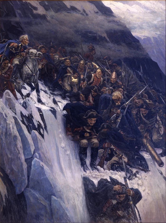 «Переход Суворова через Альпы в 1799 году» Сурикова, или какие ошибки допустил художник (5 фото)