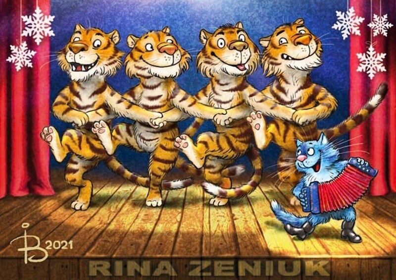 Коты минской художницы Ирины Зенюк. 2021 год (52 фото)