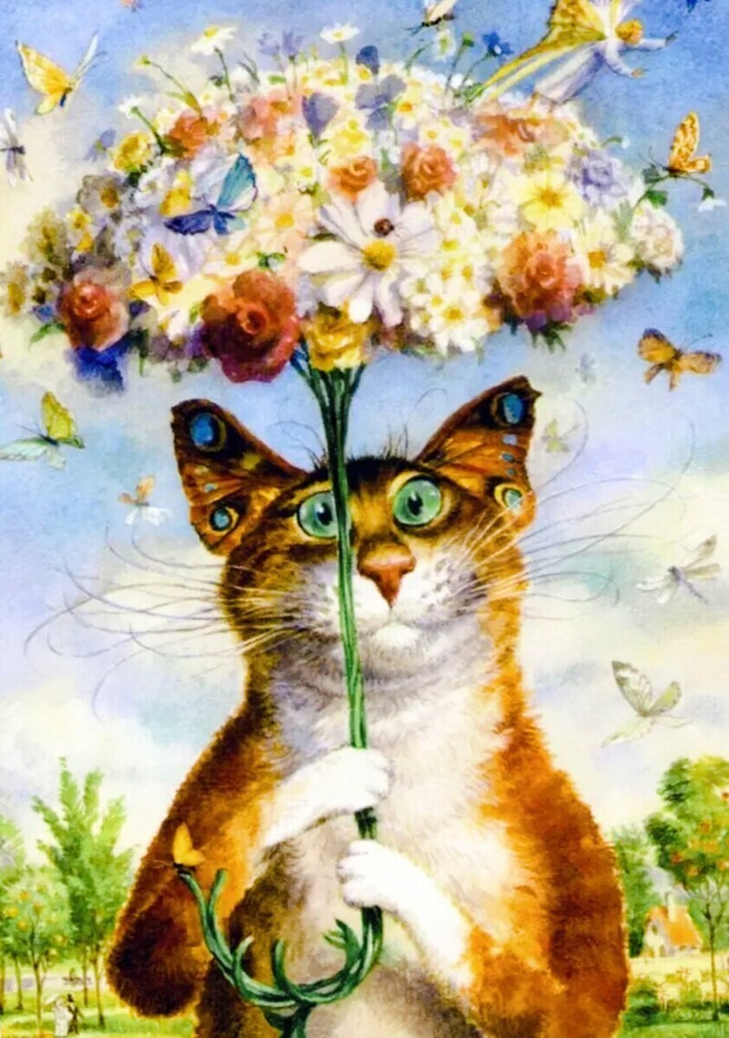 20 забавных и милых кошачьих картин от художников со всего света (20 фото)