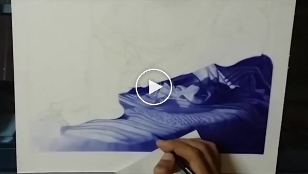 Absolutely incredible sculpture drawn with a regular BIC pen